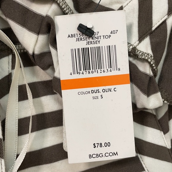 Grey white stripe top BCBG NWT - Picture 13 of 13